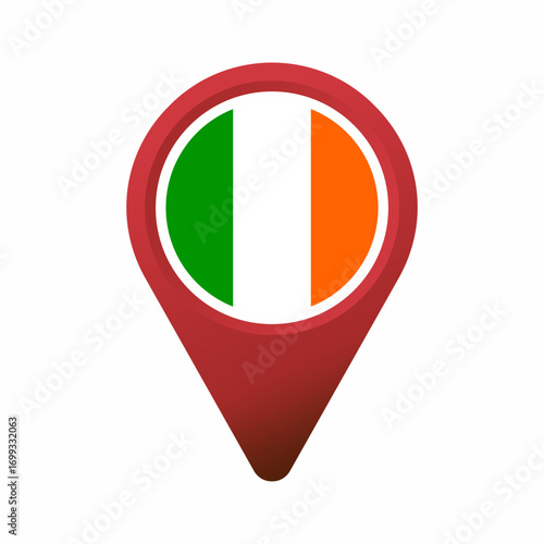 Free Download Red map pin icon with Ireland national flag flat illustration - GFXLoad