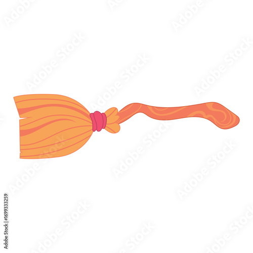 Spooky witch broom illustration in cartoon style, perfect for halloween themes, fantasy projects, haunted house artwork, creepy party decorations, and magic spells