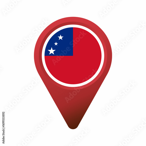 Free Download Red map pointer icon displaying the flag of Samoa flat illustration - GFXLoad