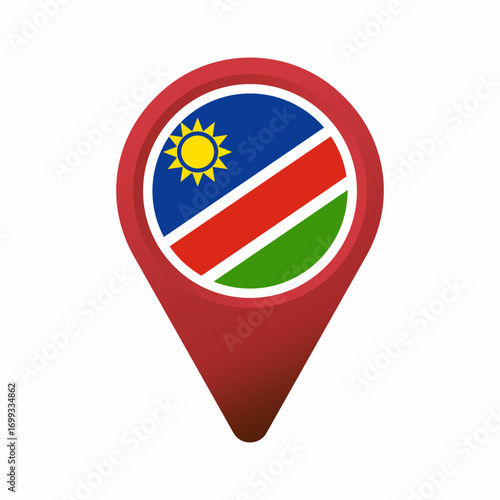 Free Download Red map pointer pin showing Namibia flag flat illustration - GFXLoad