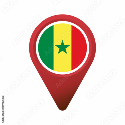 Free Download Senegal flag inside a red map pointer flat illustration - GFXLoad