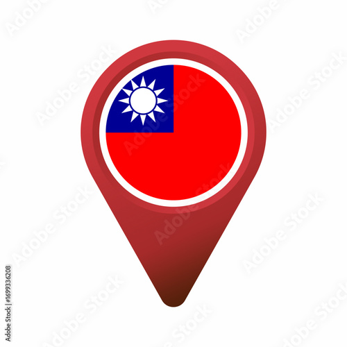 Free Download Taiwan flag in a red gradient map pointer flat illustration - GFXLoad