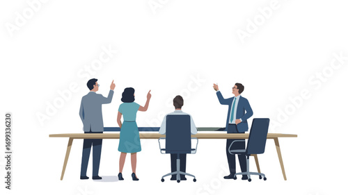 Business Meeting Illustration with people around a table.