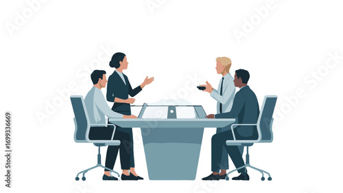 A professional business meeting in a conference room.