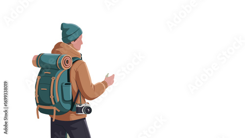 A traveler with a backpack starts on a journey.
