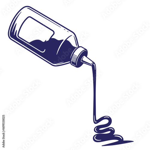 Vector illustration of a squeezable bottle dispensing sauce or condiment smoothly
