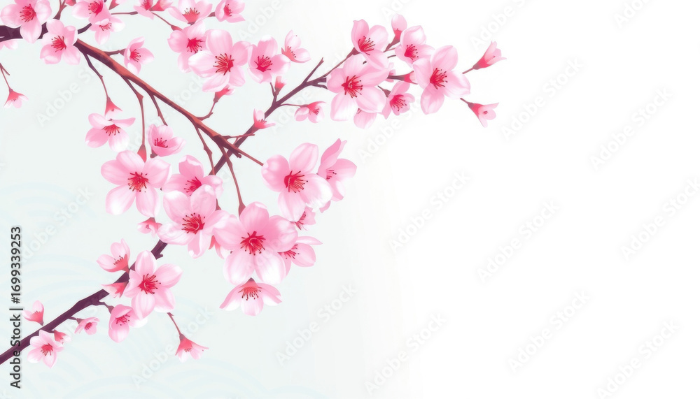 Fototapeta premium Delicate pink cherry blossoms on a branch bloom