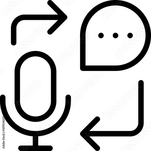 Black speech to text icon - outline