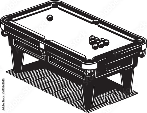billiard table with balls