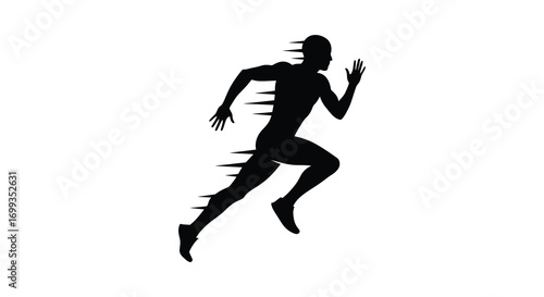 a silhouette figure running with dynamic energy and motion