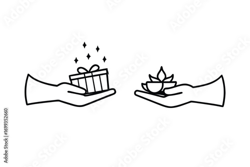 hand holding a gift box vector design people hands art icon
