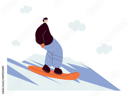 Snowboarding during winter. Extreme Sports illustration. Flat vector illustration concept.