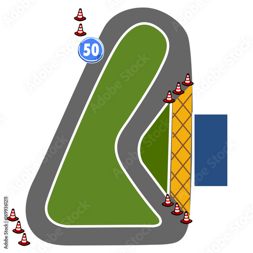 a cartoon racing track for a ring race, vector illustration