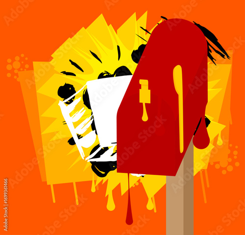 Mailbox graffiti. Abstract modern street art decoration performed in urban painting style.