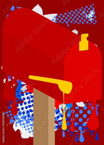 Mailbox graffiti. Abstract modern street art decoration performed in urban painting style.