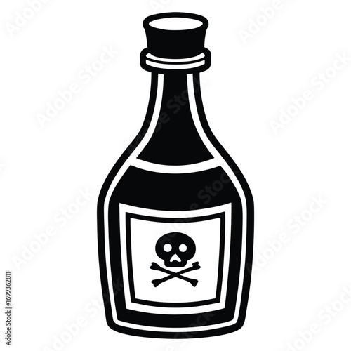 A silhouette of a poison bottle on a white background 