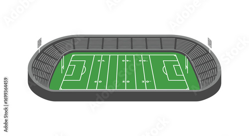 aerial view of football stadium with green field