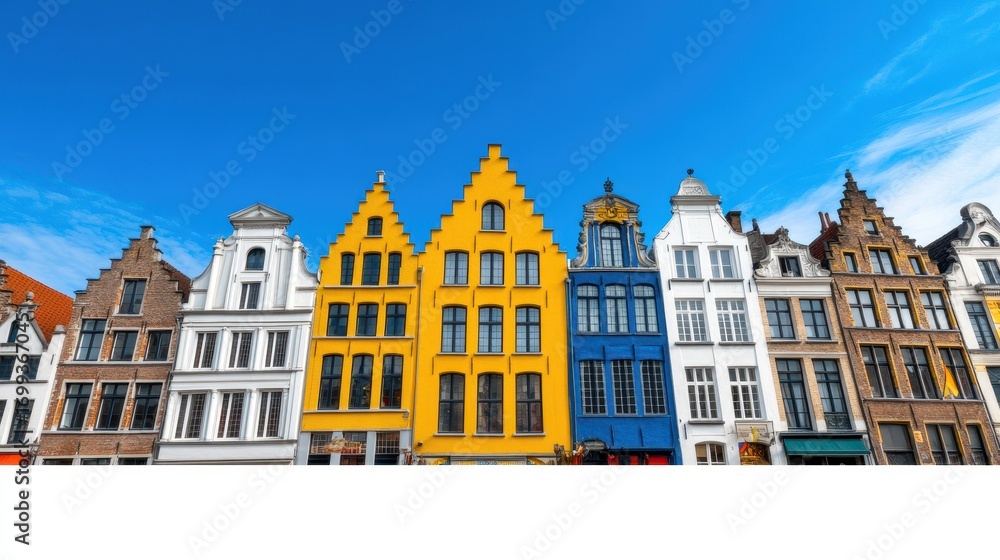 Fototapeta premium Colorful Historic Architecture of Belgian Houses under Blue Sky