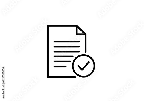Document icon with check mark isolated on white background