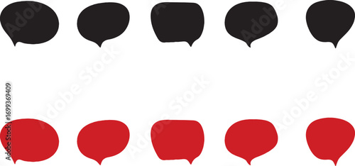 speech bubble, chat, talk, communication, message, dialogue, thought, idea, shape, symbol, black, red, outline, filled, graphic, design, illustration, simple, clean, modern, isolated, white background