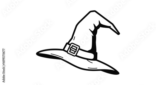 a classic witch hat with pointed tip and wide brim