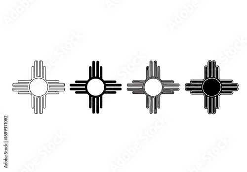 Four zia symbols isolated on white background