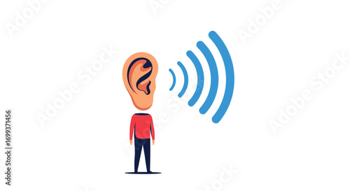Capturing Sound Waves Person Listening to Audio Signal