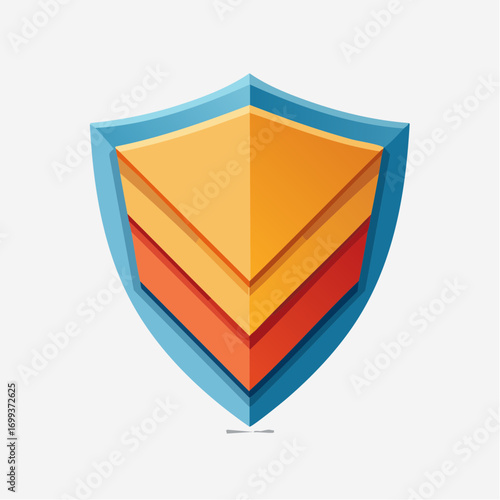Protective shield icon with layered origami design.