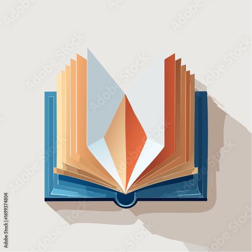 An open book with fanned pages symbolizing knowledge and learning.