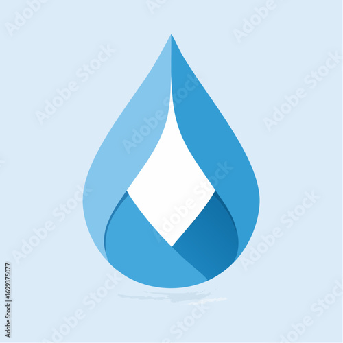 Clean and modern origami water drop logo icon.