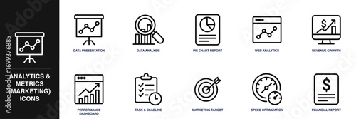 Analytics & Metrics (Marketing) Line Icon Set