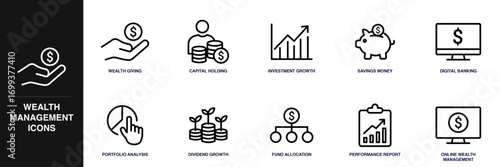 Wealth Management Line Icon Set
