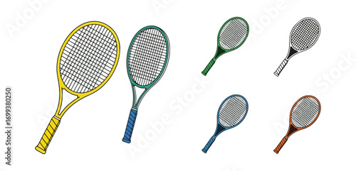 Multicolored tennis rackets