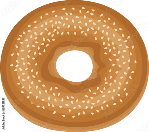 Illustrated Sesame Seed Detailed Bagel Pastry Bakery Goodness Delicious Breakfast Treat
