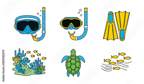 Scuba diving equipment and underwater marine life