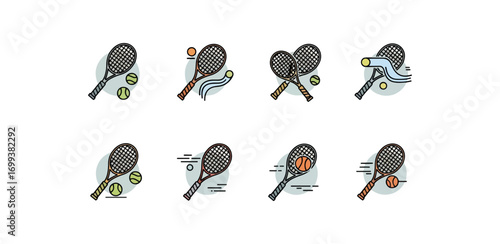 Tennis rackets and balls graphic design