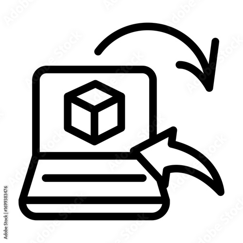 Online Return Request Line Icon of Returns & Reverse Logistics Icon Set