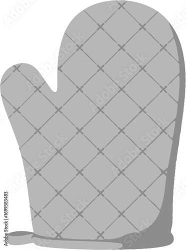 Flat Design Oven Mitt with Quilted Pattern Kitchen Accessory Illustration