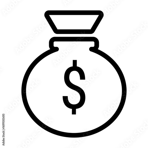 Money Bag Line Icon of Commodities Icon Set