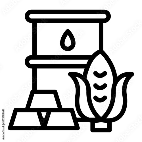 Mixed Commodities Line Icon of Commodities Icon Set