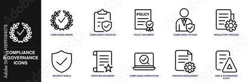 Compliance & Governance Line Icon Set
