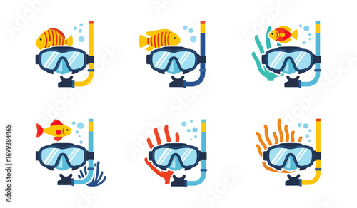 Scuba diving equipment icons