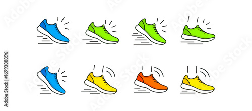 Colorful running shoes in motion