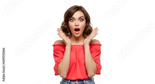 surprised young woman isolated on white