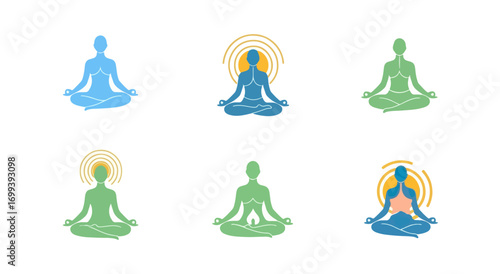 Meditation icons in various shades