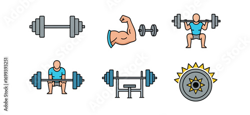 Fitness exercises and strength training illustrations