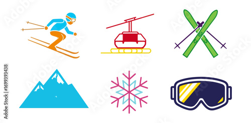 Skiing equipment and activities on mountains