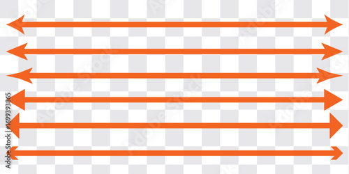 Long straight double arrow set. Semicircular curved thin. long double ended arrow. presentation and education. Straight long arrow
