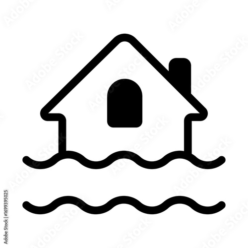 Flooded Area Line Icon of Crisis Management Icon Set