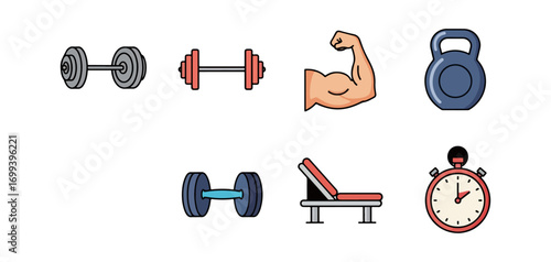Fitness equipment icons